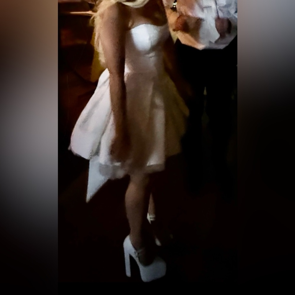House of CB Strapless White Dress with Bow Noelle dress - Picture 9 of 10